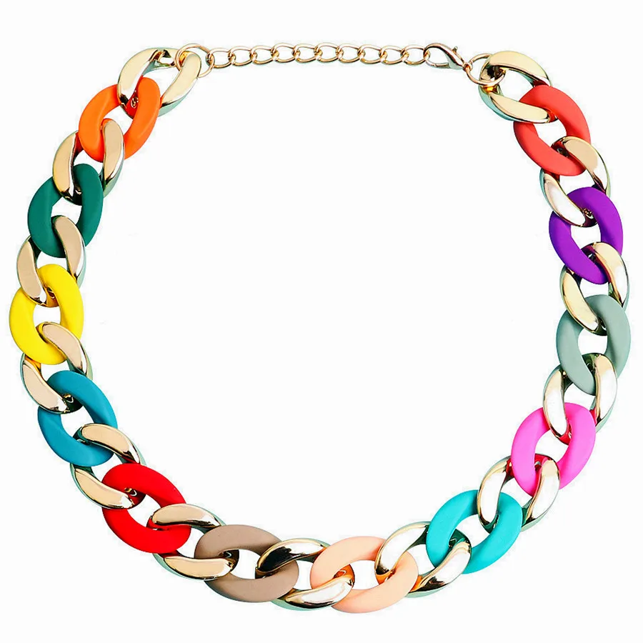 FishSheep Colorful Acrylic Chunky Chain Choker Necklace for Women New Trendy Resin Wide Link Chain Collar Necklaces 2022 Jewelry