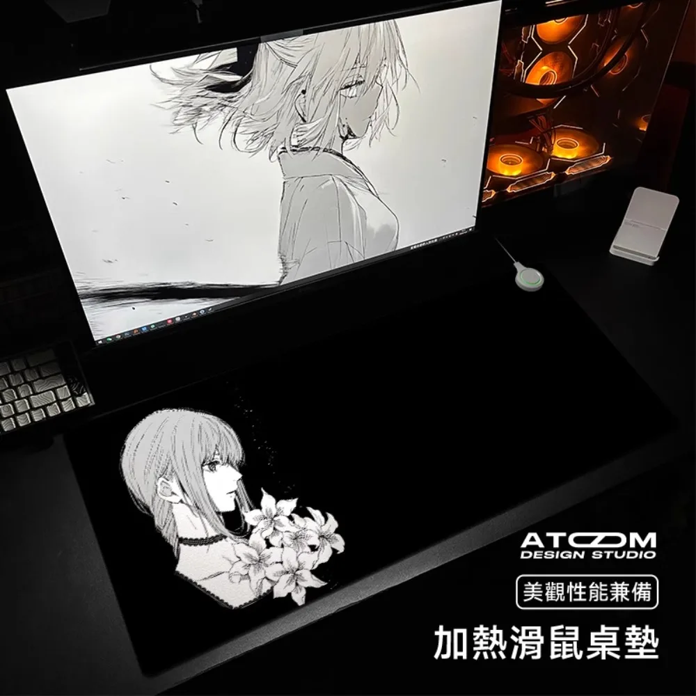 

ATOM коврик для мыши с подогревом, грелка для рук, настольный коврик, офисный анимационный бытовой негабаритный регулируемый нагрев, высококачественное прозрачное изображение