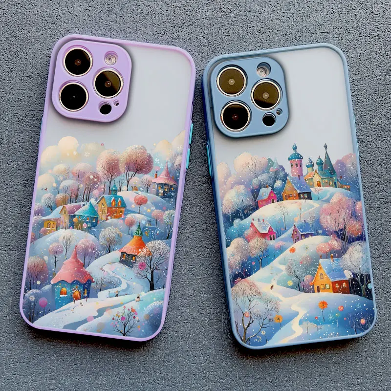 

Blue Snow-Covered Landscape Phone Case For iPhone 16 Cases iPhone 14 Plus 13 12 11 Pro Max 15 Pro Max XS X XR 7 8 SE2 Back Cover