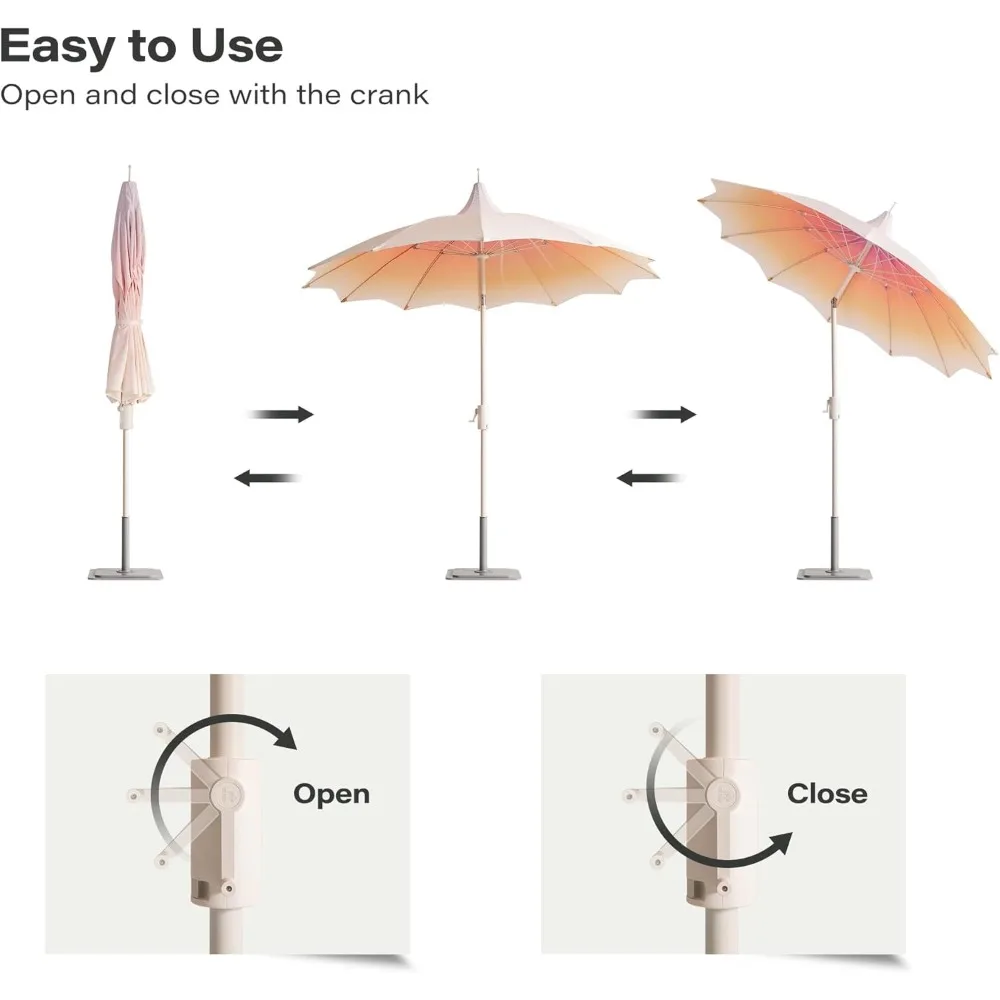 المنزل 9ft معبد مظلة فناء في الهواء الطلق شكل البتلة المظلة فناء الجدول مظلة بركة السوق مظلة مع 360 ° دوران #5