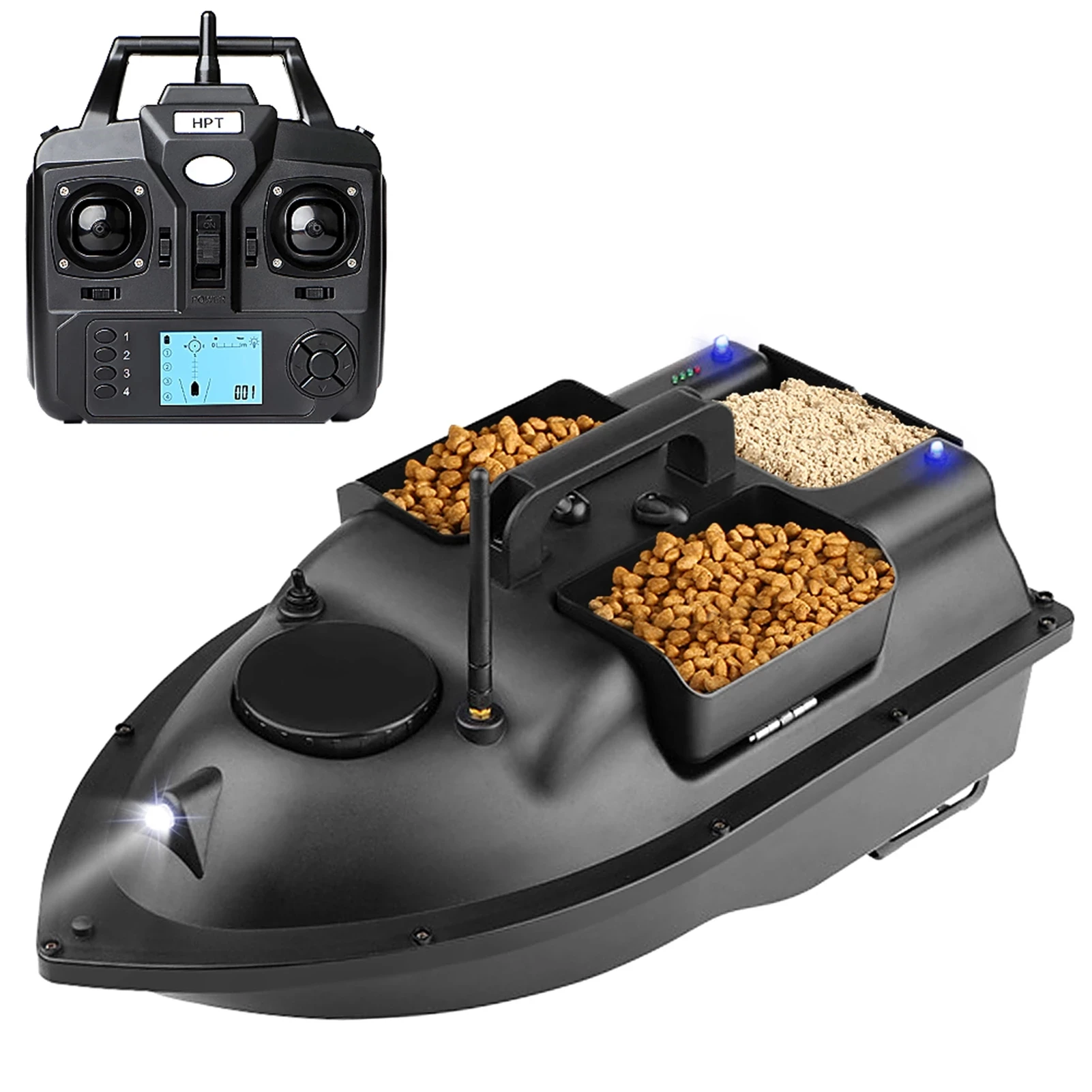 GPS Fishing Bait Boat with bag 500m Remote Control Automatic Bait Boat LCD Display Night Light Smart Boat Fishing Ship 12000mah