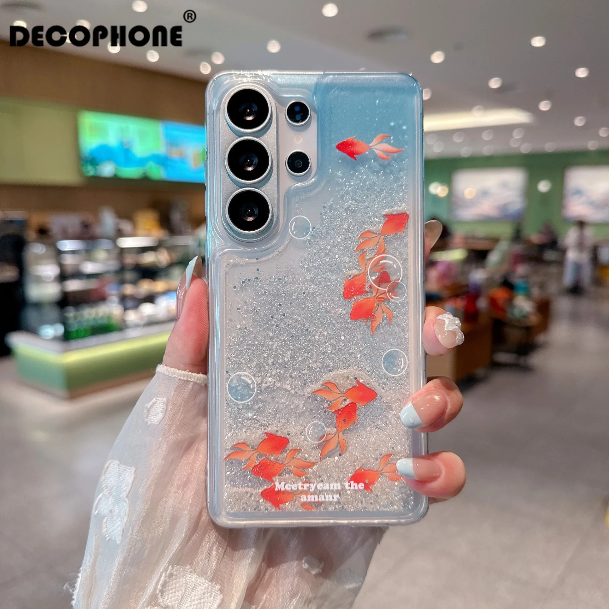 Ins Bubble Goldfish Slider Flowing Sand phone case for Samsung Galaxy S26 Ultra/S23 Ultra/S24 Ultra /S25 Plus/Z Flip7