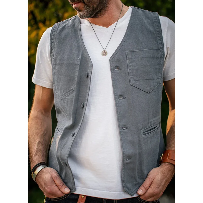 Meimei customized gray diagonal pure cotton vest