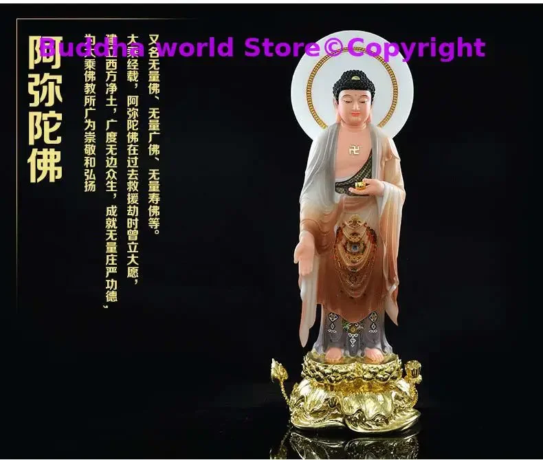 3P Asia high grade Buddha God statue HOME safe health protect Buddhism XI FANG SANSHENG jade Guan yin Amitabha Mahasthamaprapta