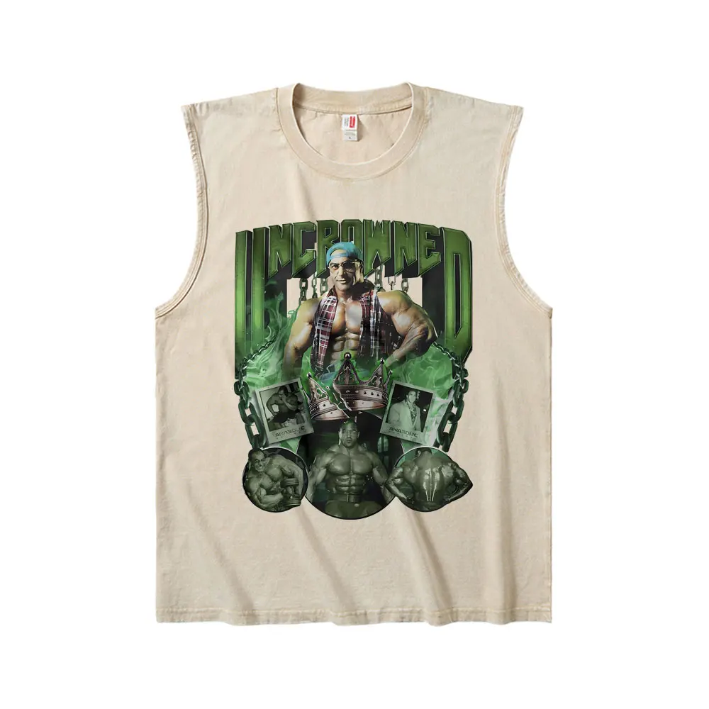 

Nasser El Sonbaty Uncrowned Vintage Washed Tank Tops T Shirt Men Women Casual Funny Geek Fitness Powerhouse Gym Vest T-shirts
