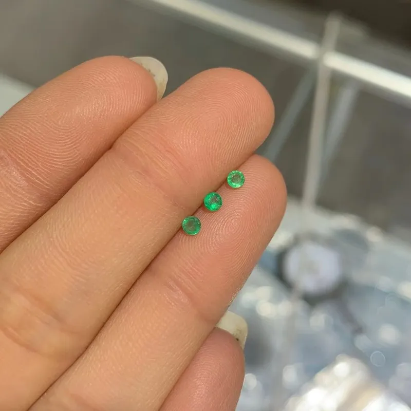 

3mm Natural Colombia Color Emerald 3pcs for Fine Jewelry DIY for Earring Ring and Pendant