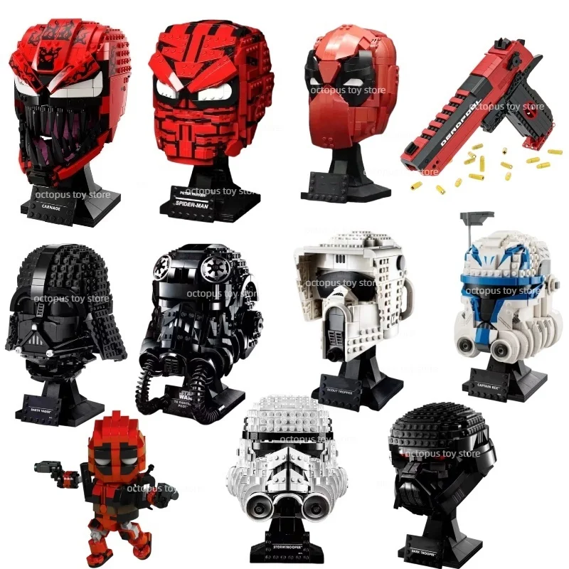 Spaces Wars  Helmet Assembled Model Toys Spiders Man Massacre Deadpools Stormtrooper Fighter Pilot Assembled Model Toys For Kid