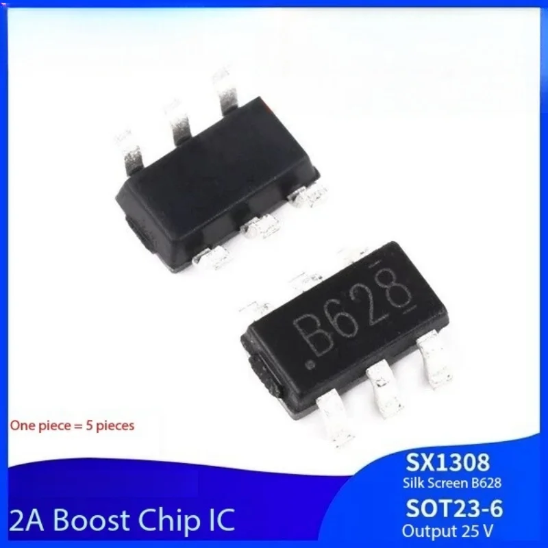 

5PCS SX1308 2A Boost Chip IC SOT23-6 Output 25V