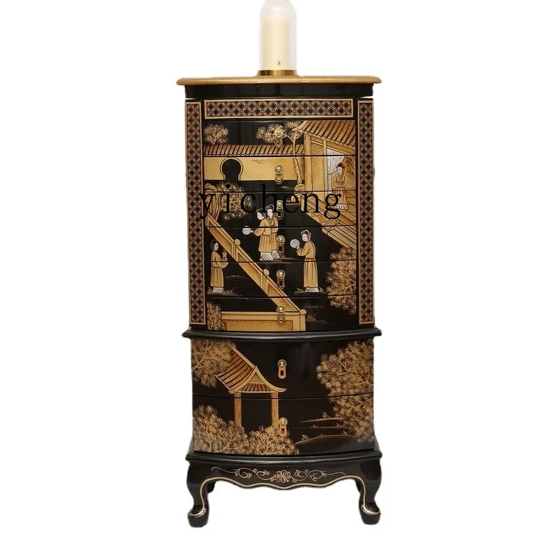 

Solid Wood Chest of Drawers Bedroom Storage Jewelry Storage Chest of Drawer Living Room New Chinese Style Small Side Cabinet