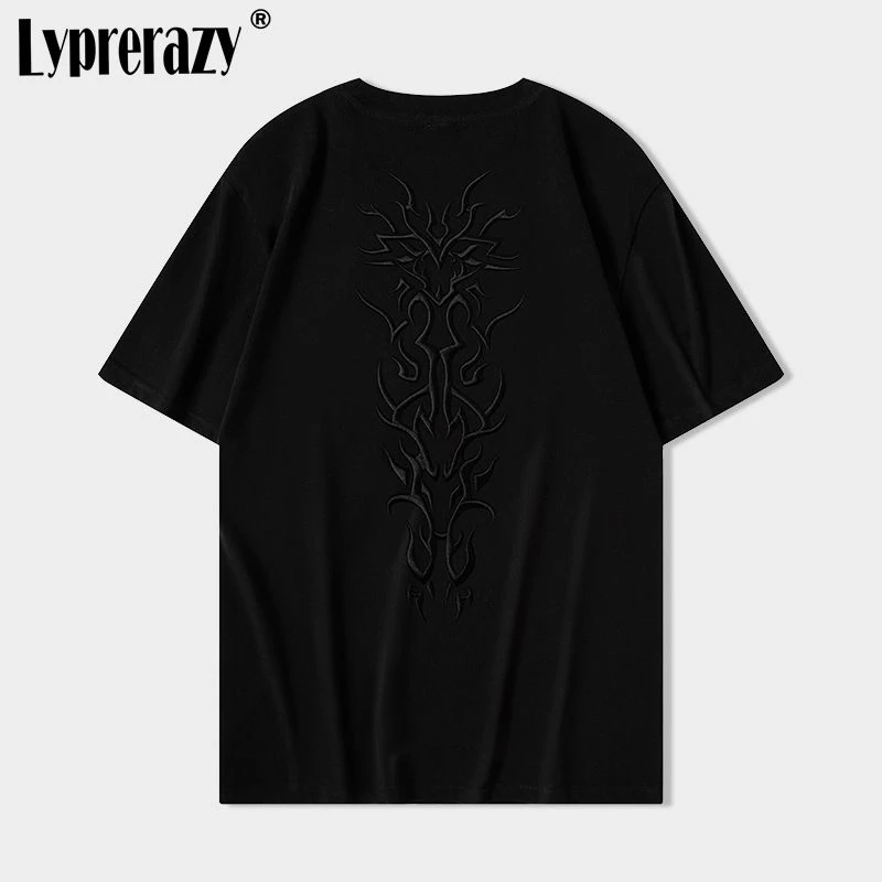 Lyprerazy Chinese Style Keel Embroidery Men Short Sleeve T-shirt National Tide Loose Cotton Tees Tops