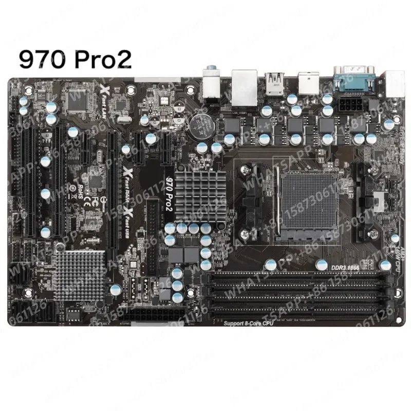 Placa base de escritorio 970 Pro2, 32GB, PCI-E2.0, AM3+, AM3, DDR3, ATX, probada, funciona completamente bien
