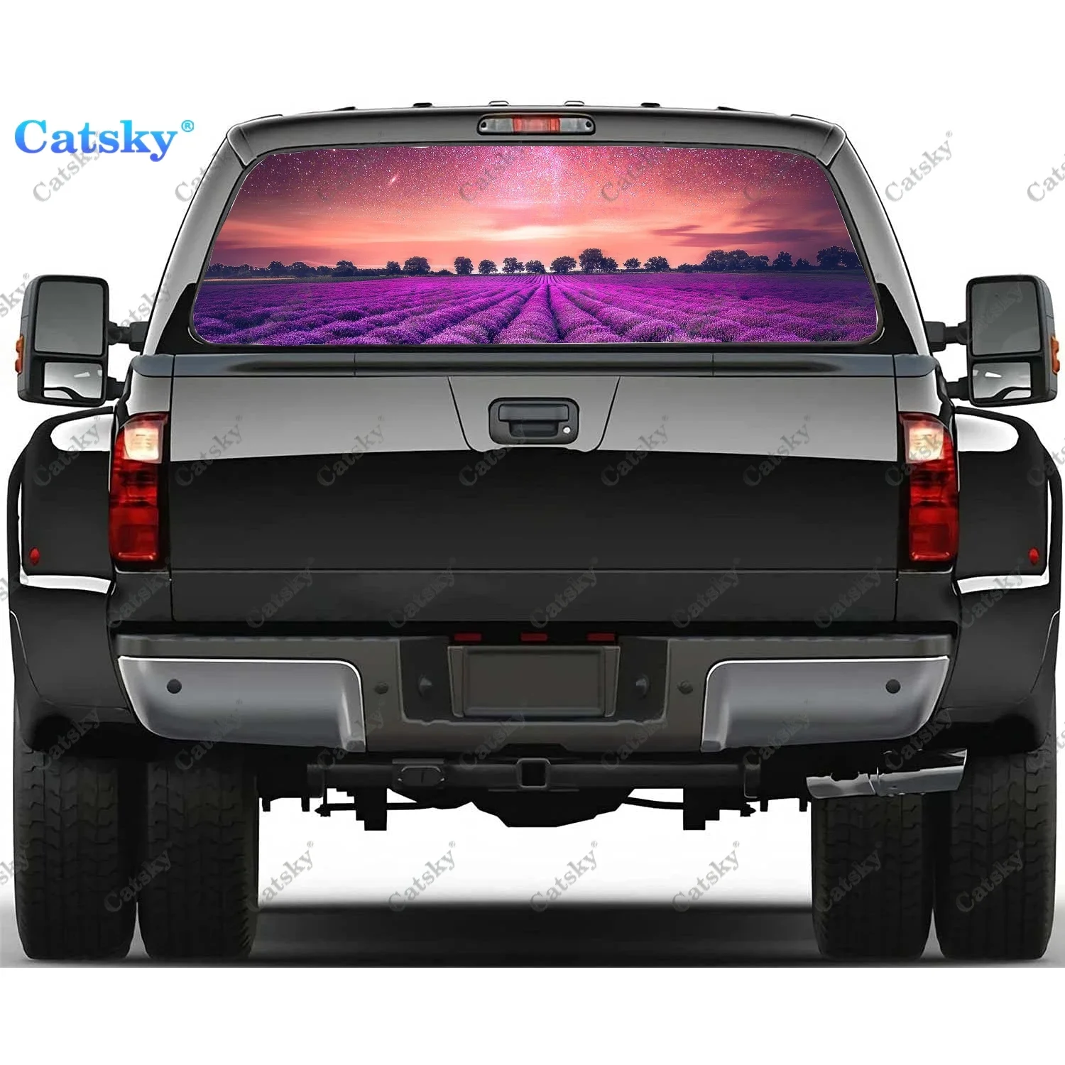 Lavender Flowers Window Car Rear Window Decal Sticker Graphic PVC Material Truck Perforated Vinyl Universal Decoration