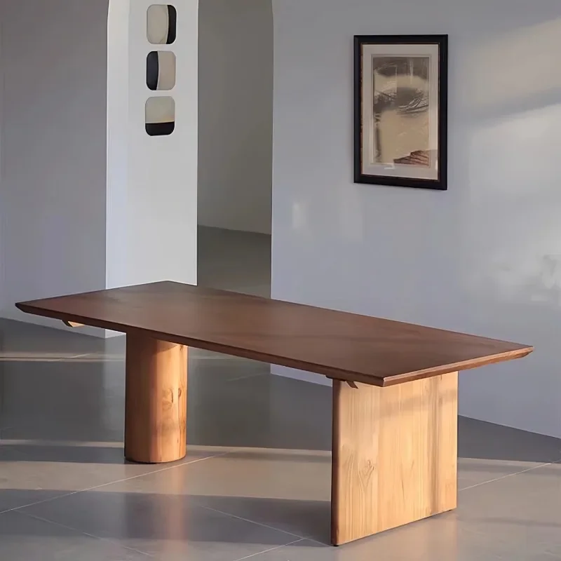 Natural solid wood rectangular dining table dining table