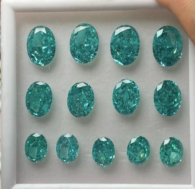 Pirmiana New Paraiba Tourmaline Green Crushed Ice Cutting Cubic Zirconia Stone Hand Make 5A+ Quality High Carbon CZ Diamond