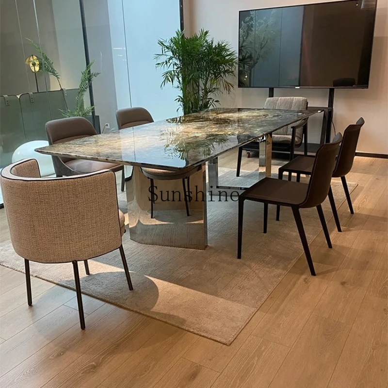 

Natural marble rectangular high-end simple light luxury dining table