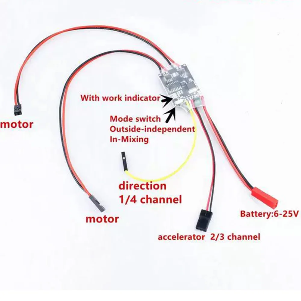 2A/5A/5A PRO/10A/20A/30A/40A/50A Bidirektionaler Dual-Wege-Bürsten-ESC-Regler für RC-Modellboote/-Panzer 180 bis 795 Bürstenmotor