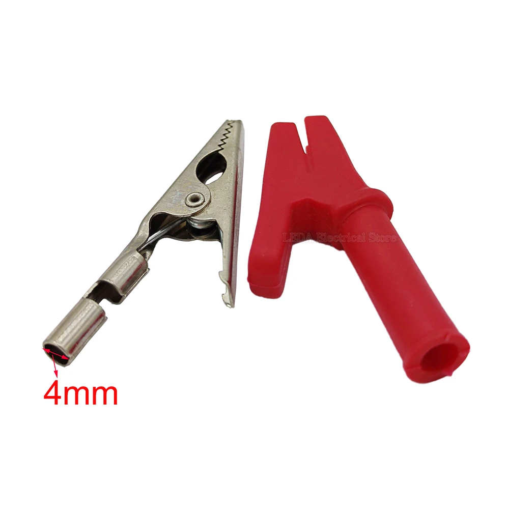 2PCS Alligator Clips Testing Tool Socket Safety Semi Enclosed Crocodile Clamps for 4mm Banana Plug or Welding 30A