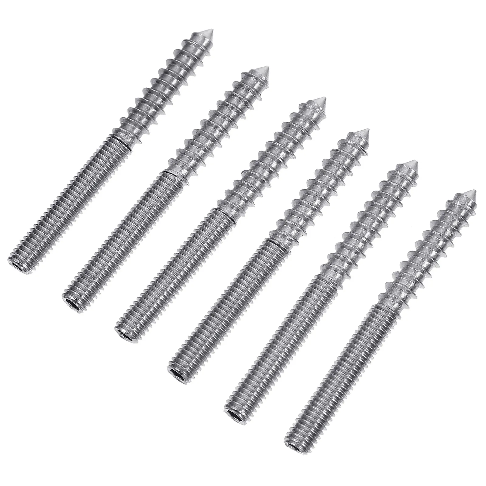 6Pcs Double Headed Hanger Bolts M6x60 Fine Thread Self-Tapping Screws Smooth Surface Corrosion Resistant for Mining Machinery