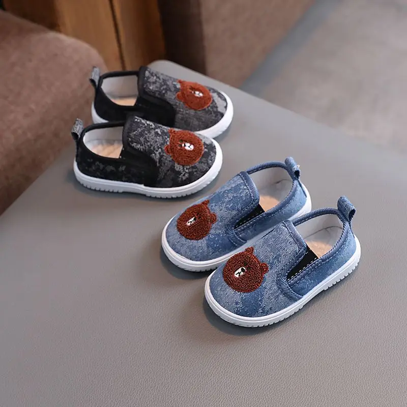 Spring Kids Canvas Shoe Boys Girls Blue Black Denim Child Board Shoe Slip on Soft Sole Toddler Casual Shoes Infant Flat Sneakers