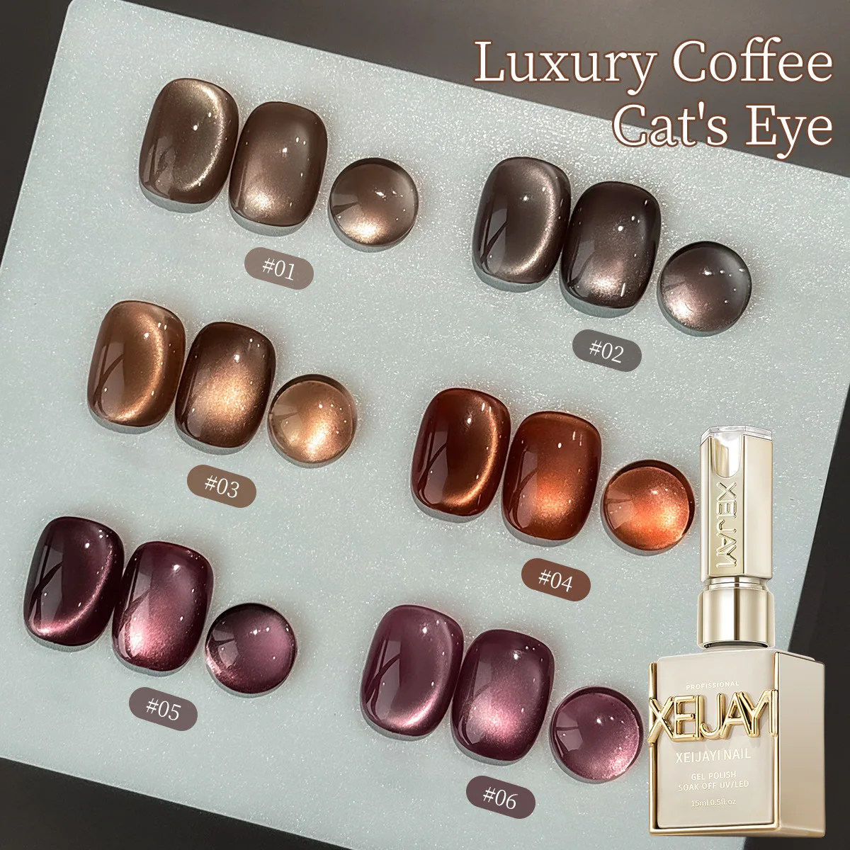 

Light luxury coffee cat eye nail polish glue popular small light bulb cat eye glue nail salon special