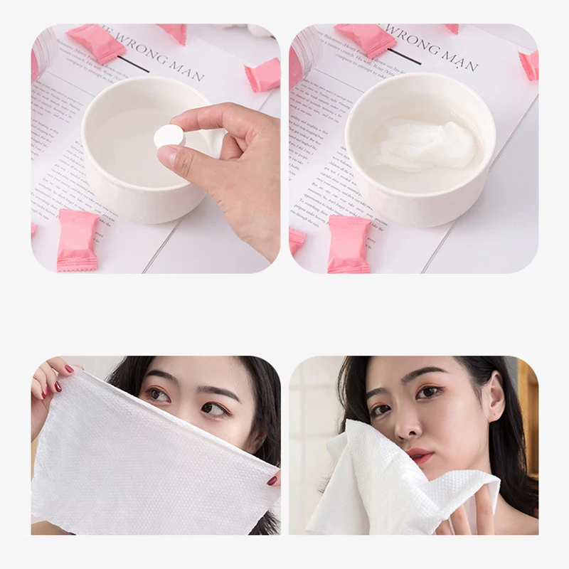 50pcs/lot Mini Compressed Towel Disposable Capsules Towel Magic Face Care Tablet Outdoor Travel Cloth Wipes Paper Tissue Mask