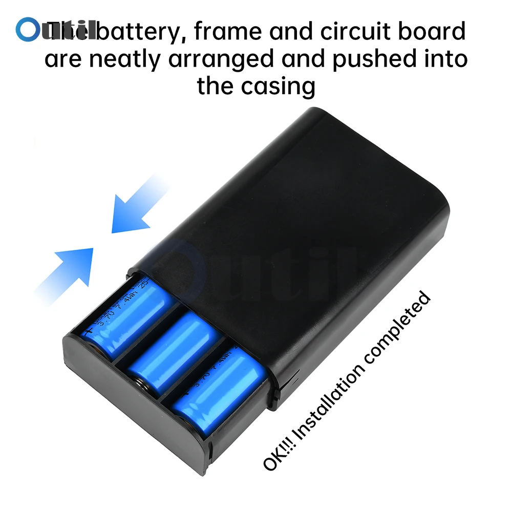 DC 12V Output 3 x 18650 Battery Box with DC Wire UPS Non-welding DIY Power Bank Box DC Battery Holder for LED Light WiFi Router