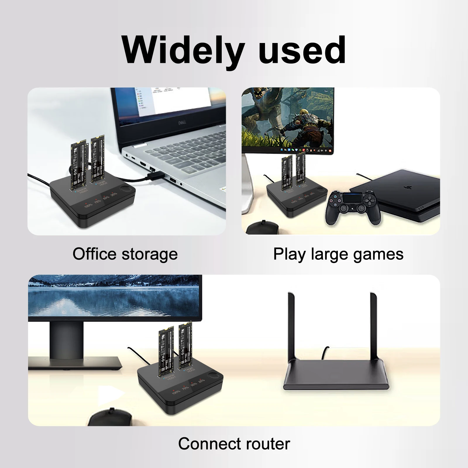 3 1 M 2 to For SATA Docking Station with Dual Drawer Design for Offline Cloning and Simultaneous SSD Data Transfer