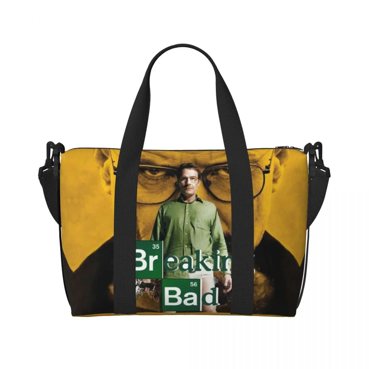 Custom Heisenberg Breaking Bad TV Tote Bag for Women Big Capacity Funny Walter White Beach Gym Travel Bags