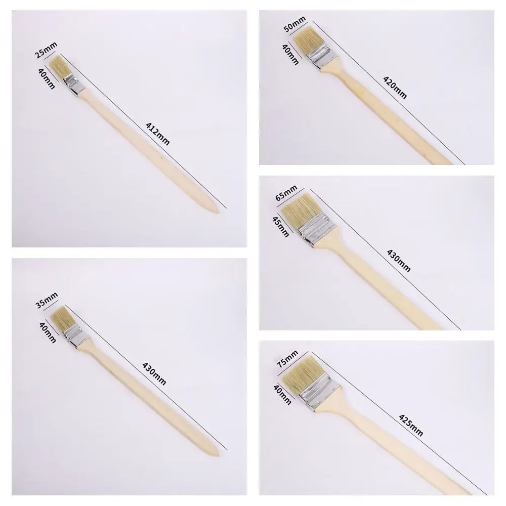 Long Handle Elbow Marine Paint Brush Mixed Pig Mane Hair Solid Wood Handle Elbow Paint Brush Cleaning Tool Wall Painting