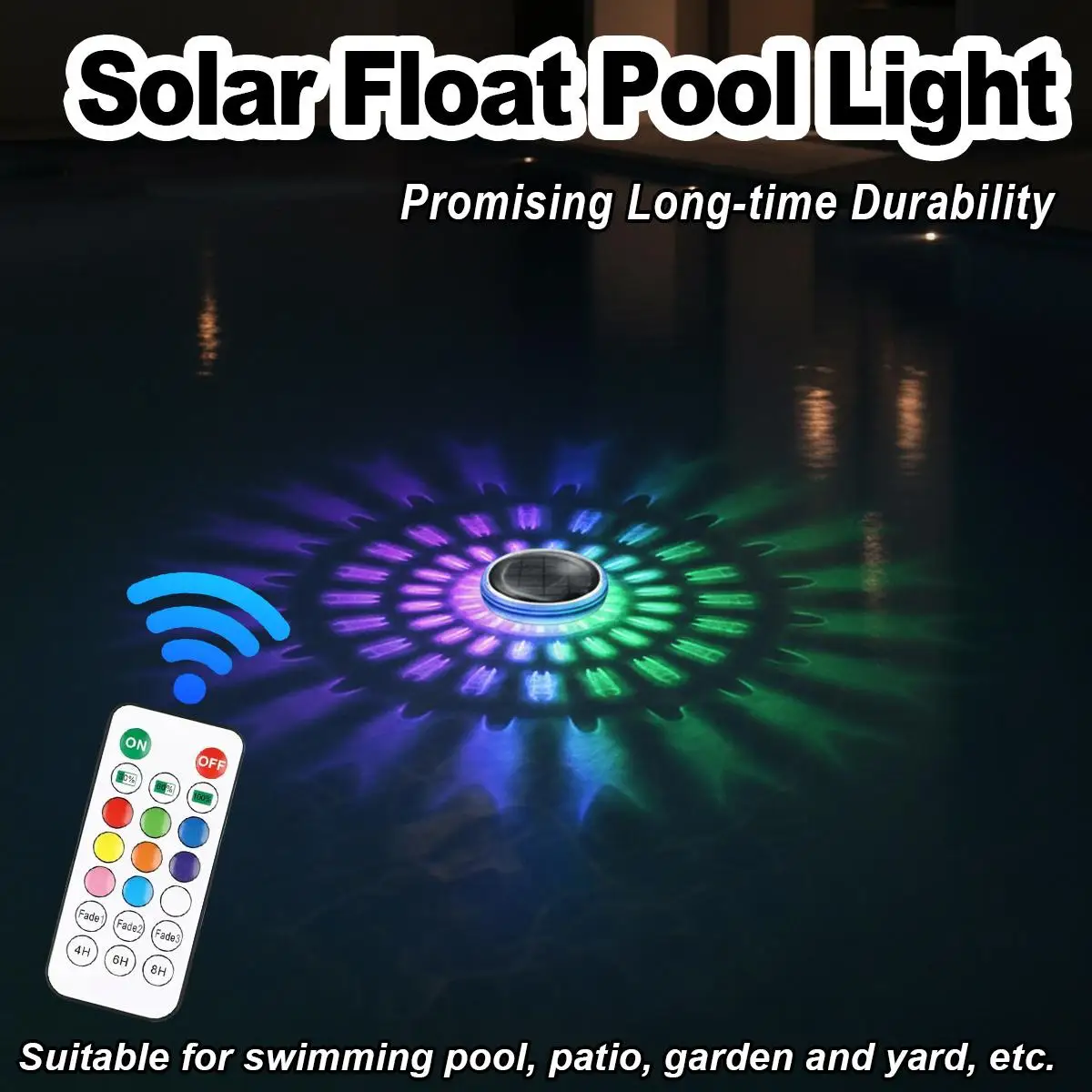 

Solar Floating Pool Light LED RGB Waterproof Remote Control Rechargeable Lamp Outdoor Swimming PoolGarden Party Home Decor