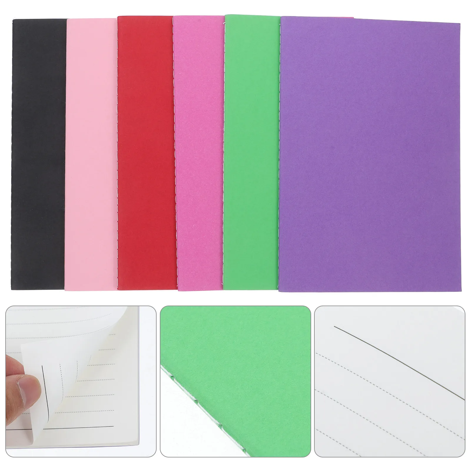 A5 Stitched Notebooks 6 Pack for Kids Thick Cream Paper No Bleed School Journals for Writing Sketching