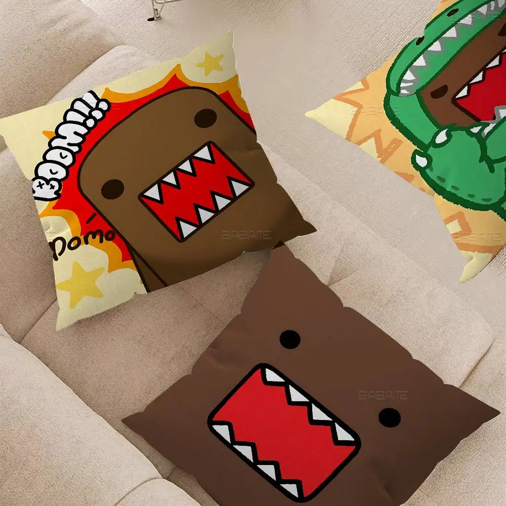 Funny Cartoon Brooches Domo Tooth Maple Design Cushion Cover Happy Autumn Harvest decor Holiday Decorati Pillow Cover