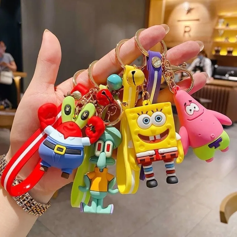 

Kawaii Creative Cartoon SpongeBob SquarePants Big Star Octopus Brother Keychain, Soft Rubber Cute Couple Bag Pendant