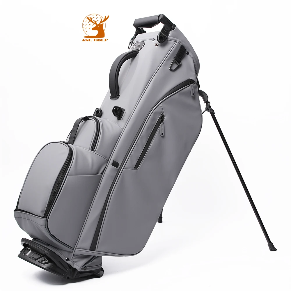 ASL GOLF Waterproof PU Leather Golf Stand Bag 6 Way Top Divider Portable Club Bag for Golf Course