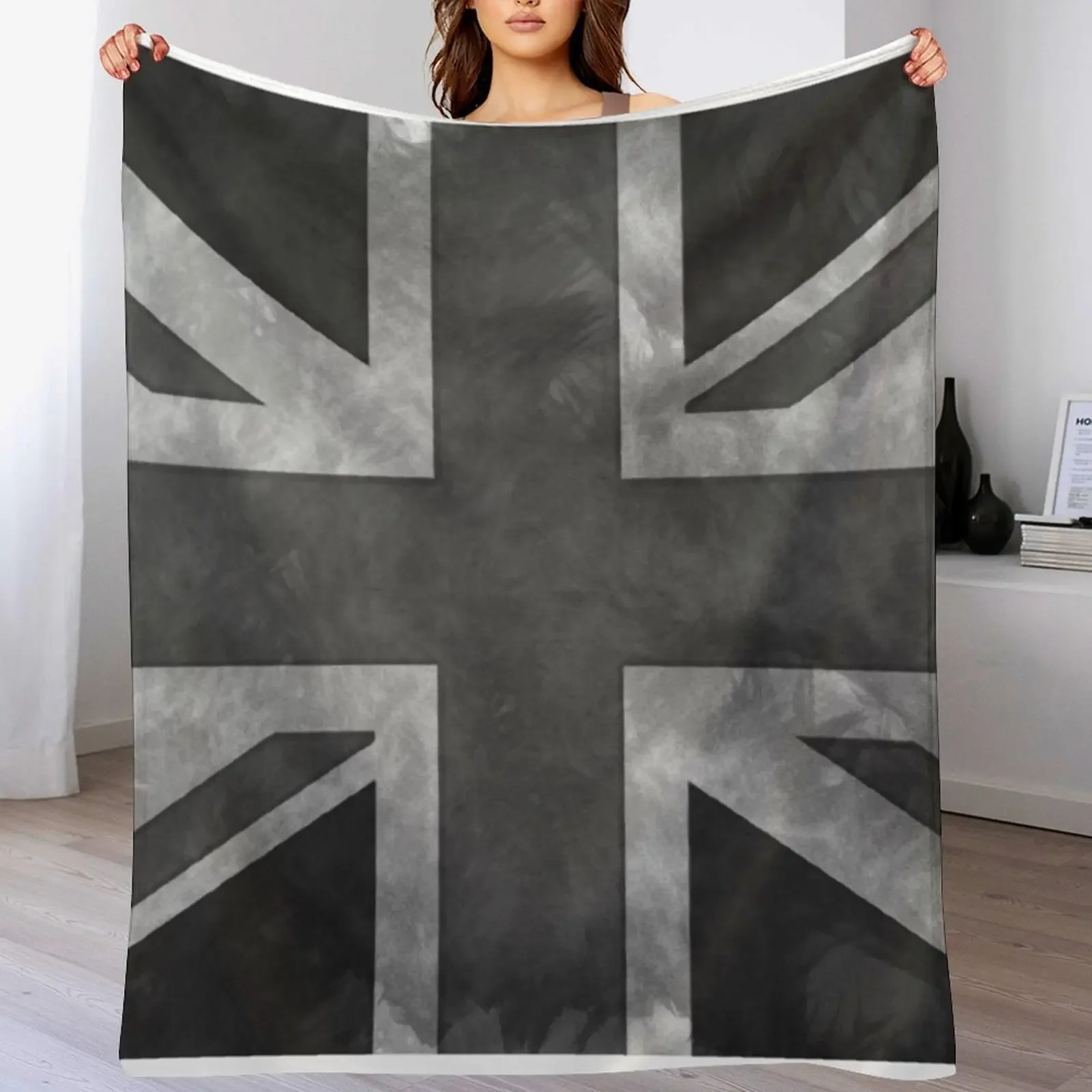 

Greyscale Distressed Union Jack Throw Blanket Bed Fashionable Bed covers Flannels Weighted Blankets