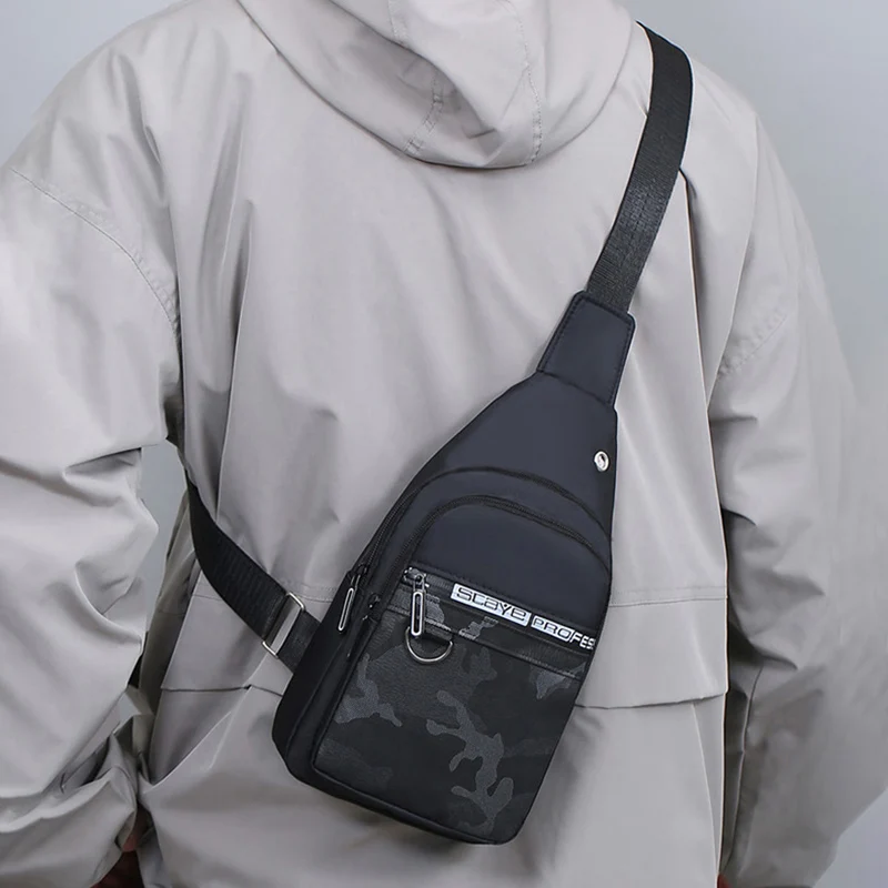 Men's Oxford Chest Bag Phone Waist Pouch Multifunctional Fanny Pack waterproof Sling Bags with Zipper Large Travel Crossbody Bag