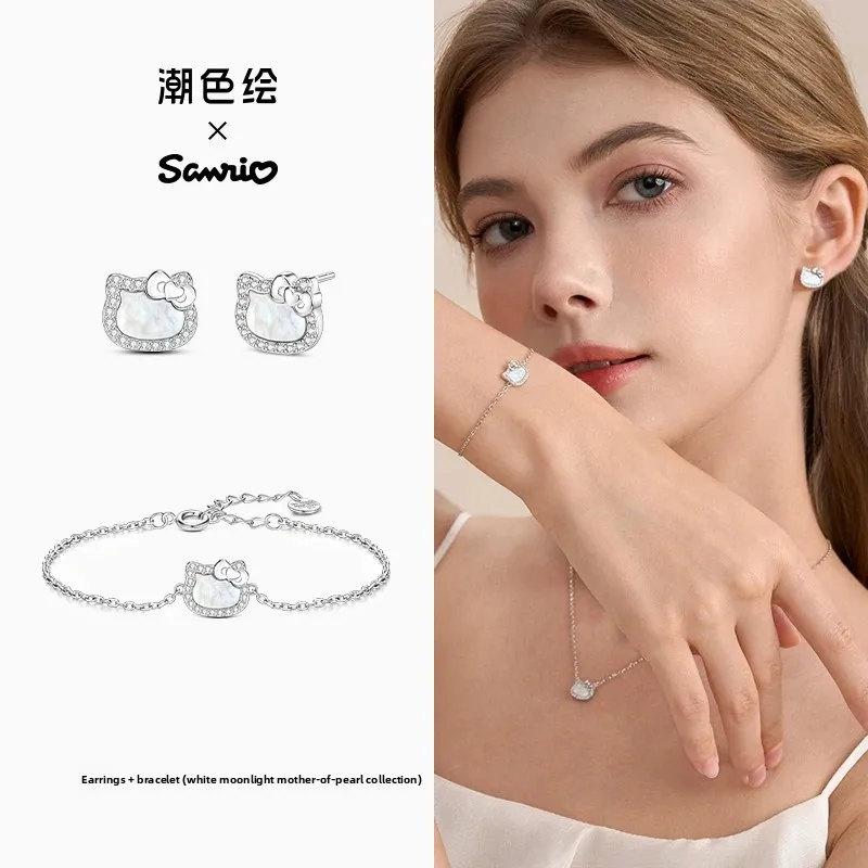 

Натуральная модная цветная роспись, серьги-гвоздики из стерлингового серебра 925 пробы, серьги Sanrio KT, аксессуары в стиле аниме