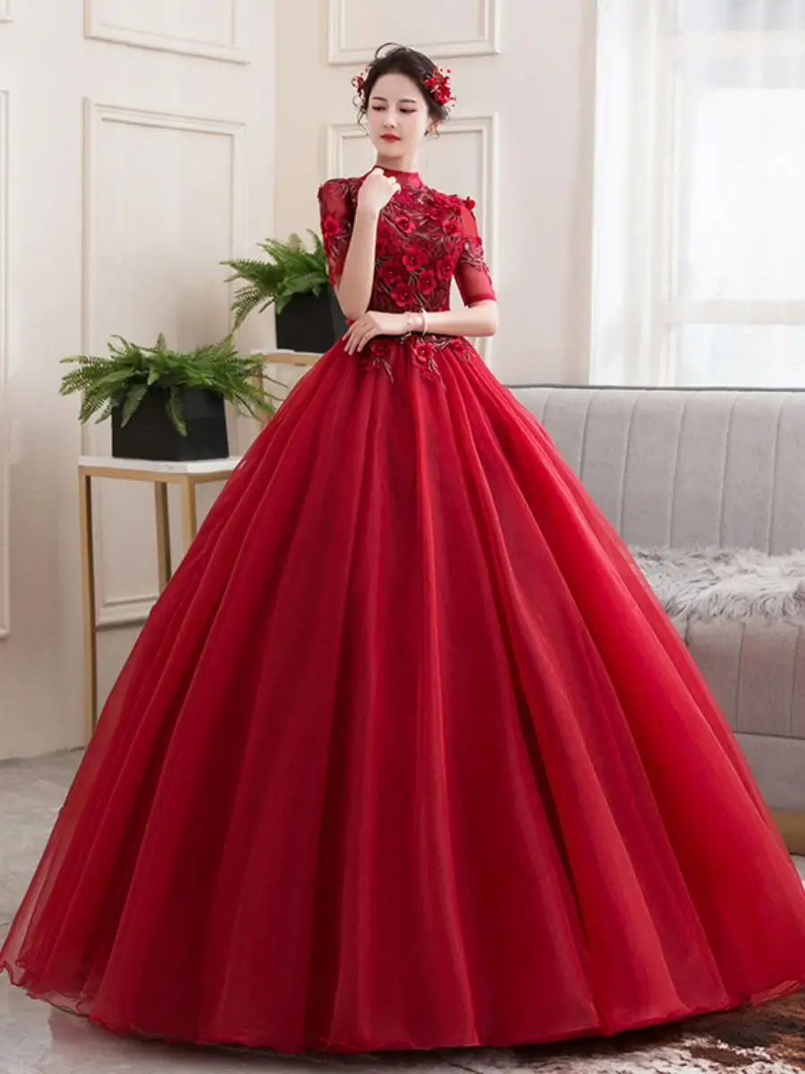 

Long Puffy Skirt Performance Dress Women's Style 9a Solos Performance Gown Vocal Music Students Art Exam Ceremony Dress