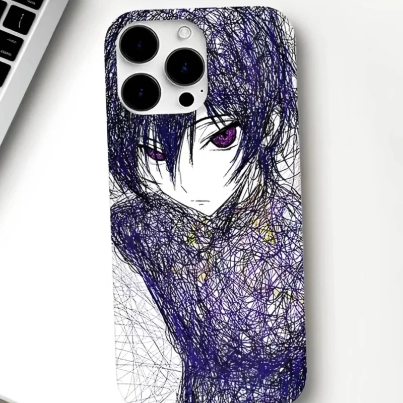 Luxury Cute cartoon comic Code Geass Blue Black Silicon Phone Case for iPhone 17 16 15 14 13 12 11 Pro Max Plus Soft Cover﻿﻿﻿﻿﻿﻿