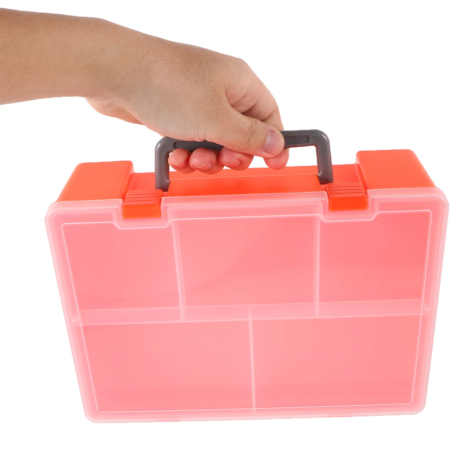 

Plastic Parts Box for Electronics Jewelry Tools Tray Orange Rectangle Storage Organizer Compact Lightweight Durable Practical