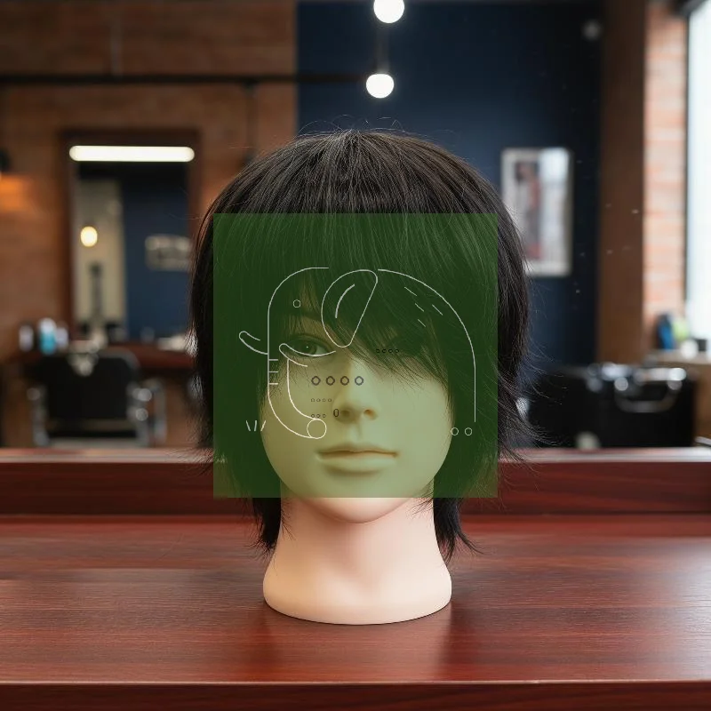 

Real Human Hair Mannequin Head Short Black Hair Perfect For Barber Training Practice Beauty Styling Tool