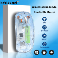 Bluetooth Mouse 2.4G Wireless Mouse Dual-Mode Transparent Mouse 1600 DPI Silent Mouse Rechargeable Mice for PC Laptop Macbook