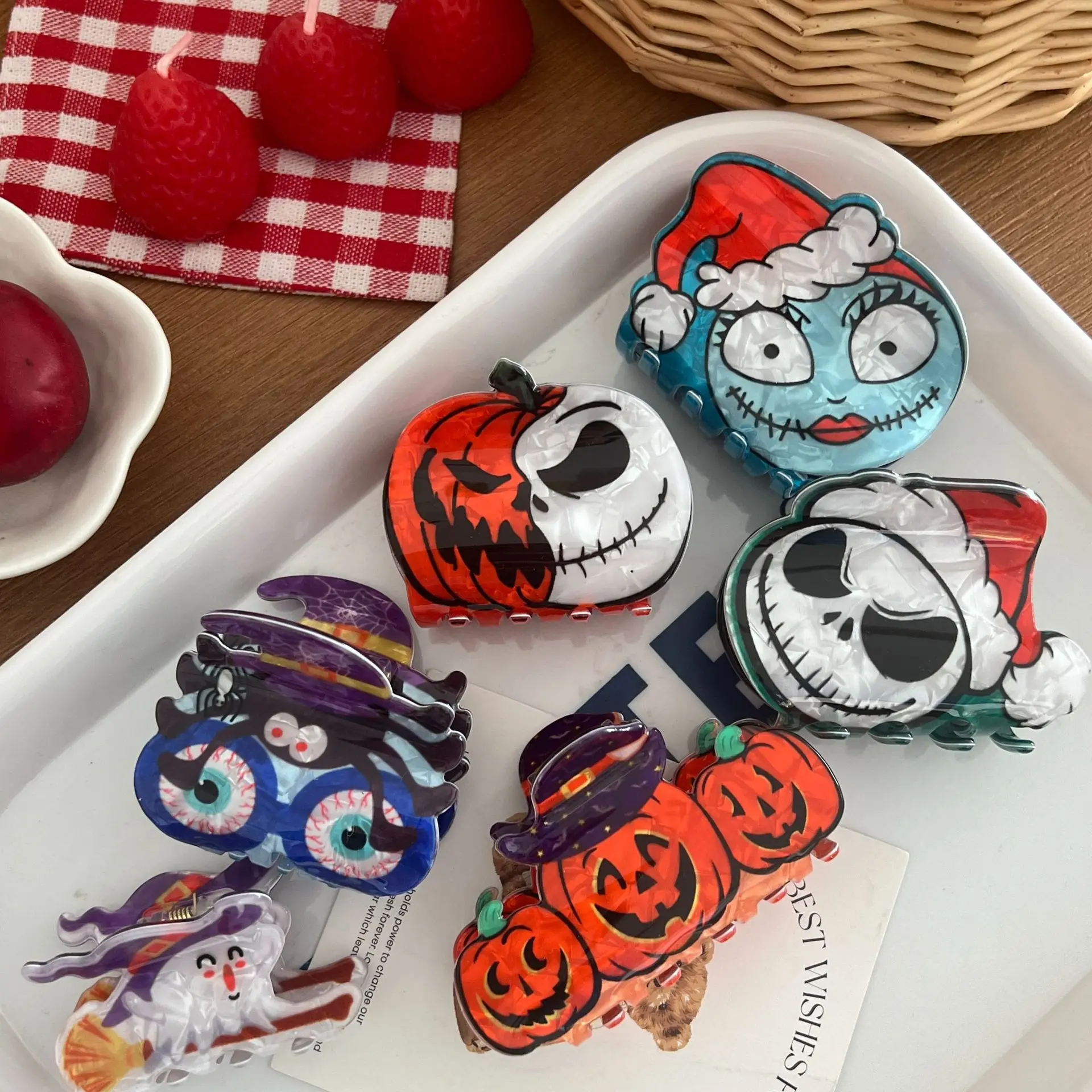 1pc New Halloween grab clip, pumpkin hair clip, funny apple grimace shark clip holiday headwear