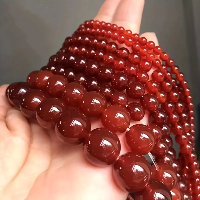4-12 mm, 7A, natürliche, dunkelrote Achatperlen, runde, lose Perlen, Onyxperlen zum Basteln von Schmuck, für DIY-Armbänder und Halsketten, 15 Zoll.