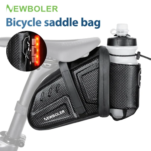 NEWBOLER-Bolsa para SILLÍN de bicicleta, bolsa impermeable para bicicleta de montaña y carretera, bolsa para botella de agua a rayas reflectantes, bolsa de herramientas para bicicleta, accesorios para bicicleta