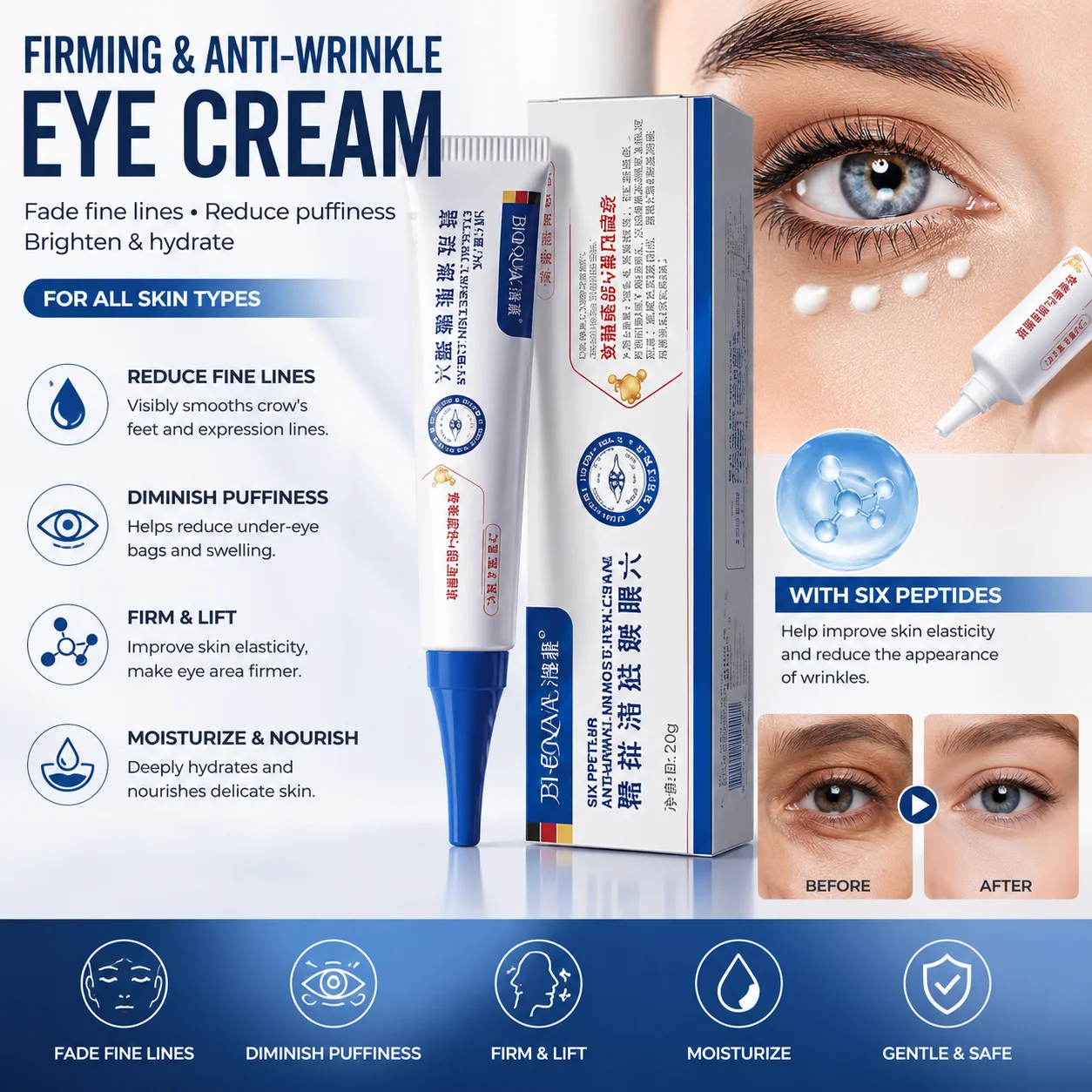 `Moisturizing Under‑Eye Repair Cream, Granule‑Clearing Eye Lotion, Fades Fine Lines Improve Rough Skin for Eye Skincare`
