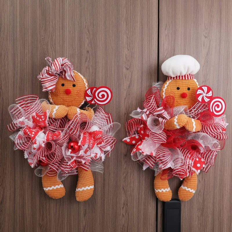 

Christmas Door Wreath Christmas Gingerbread Man Doll Wreath Christmas Gingerbread Hanging Sign Christmas Front Door Decorations