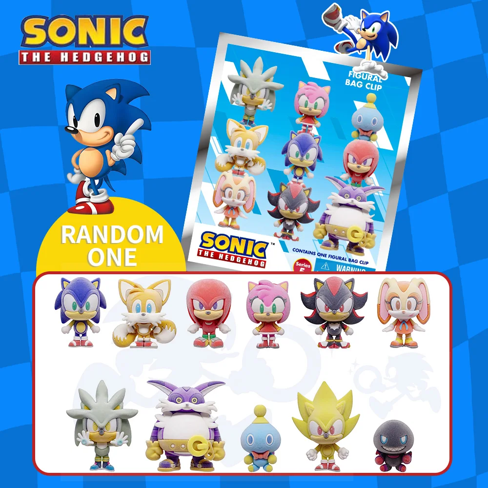 1 unidad de figuras de anime 3D de Sonic con licencia oficial, caja sorpresa, llavero con clip, Sonic, Tails, Shadow, regalos de dibujos animados bonitos