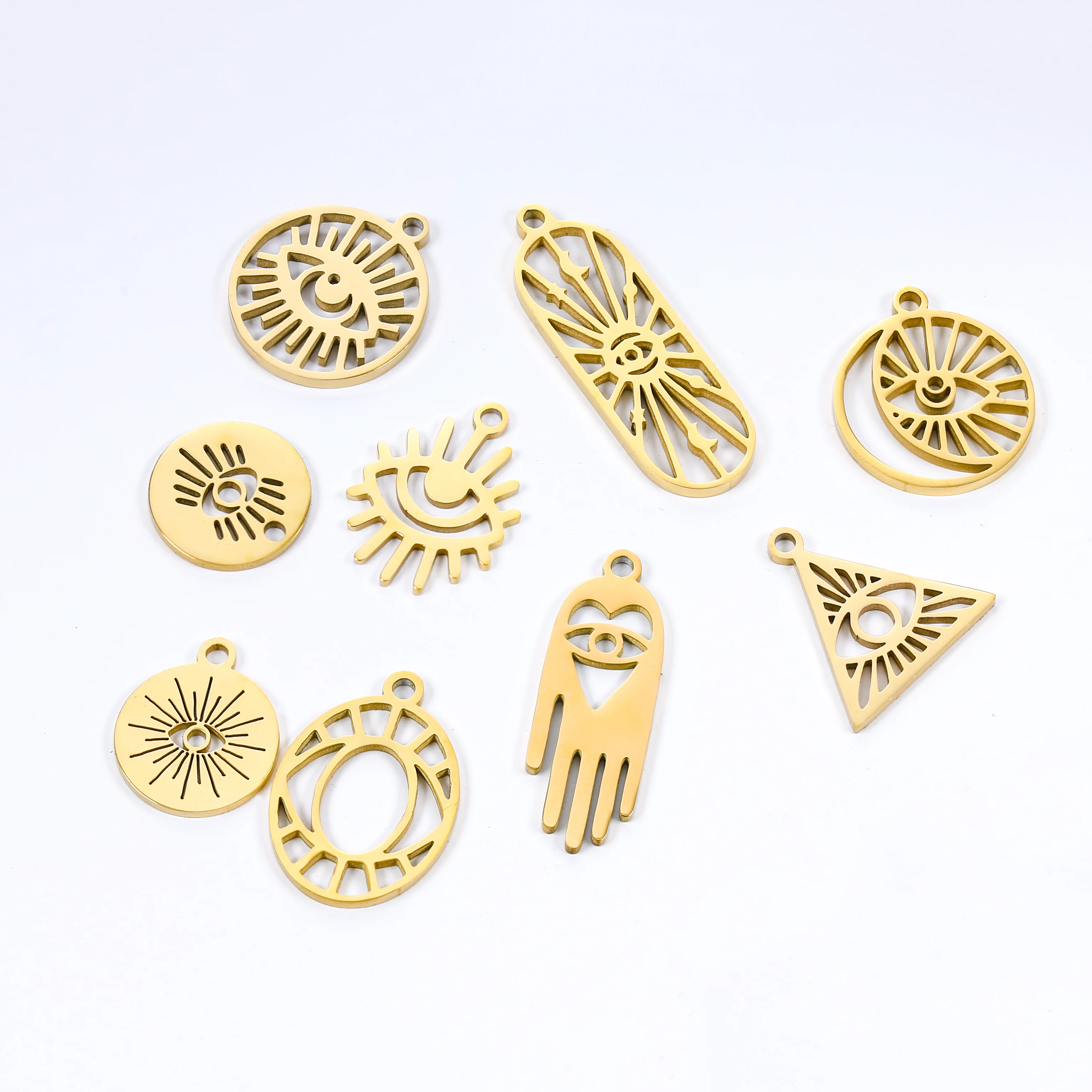 5pcs/Lot Stainless Steel Charms The Devil\'s Eye Pendant For Making Findings DIY Necklace Bracelet Earrings Jewelry Accessories