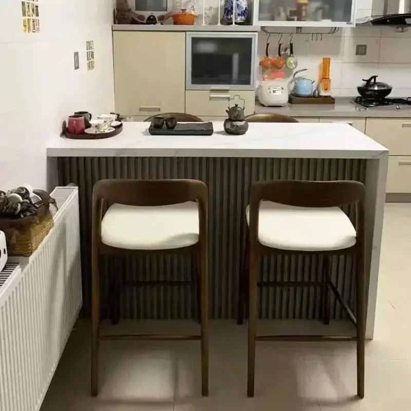 الشمال خشب متين المنزلية كرسي طويل الساق الأبيض الشمع الخشب عالية القدمين البراز كرسي طويل الساق الحديثة بسيطة مكتب الاستقبال مسند الظهر كراسي